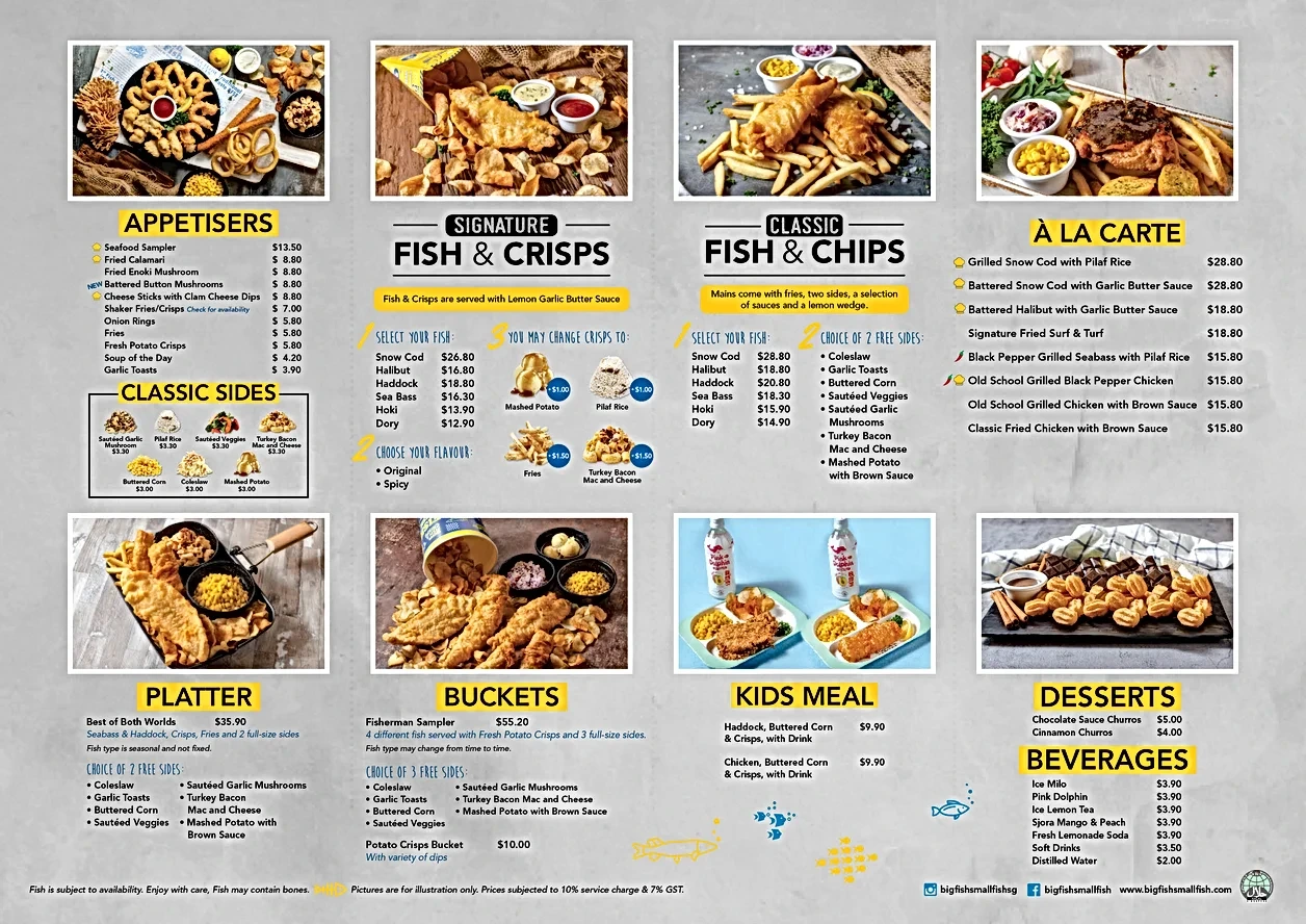 BIG FISH SMALL FISH APPETIZERS MENU WITH PRICES 2024