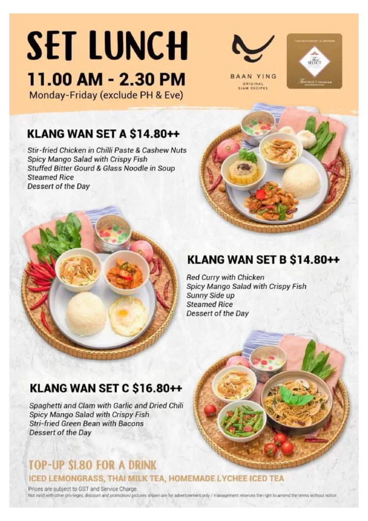 Baan Ying Set Lunch Menu 2024