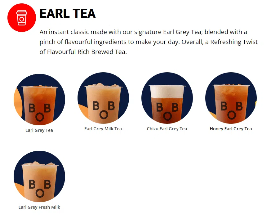 Bober Tea – Earl Grey Series Menu 2024