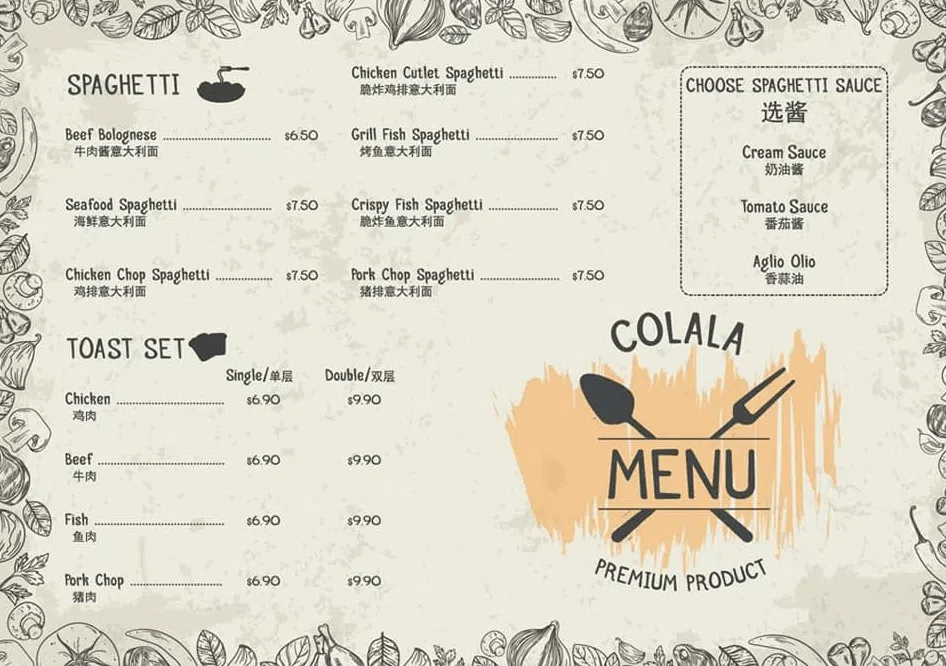 Colala Western Food Chicken Chops Menu 2024