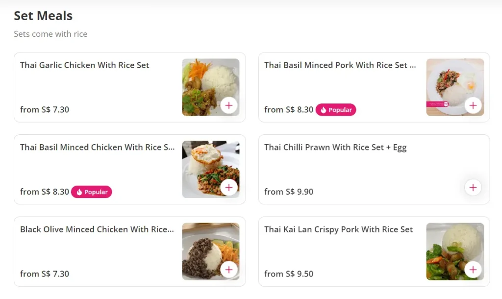 Maanda Thai Cuisine Singapore Set Meals Menu 2024