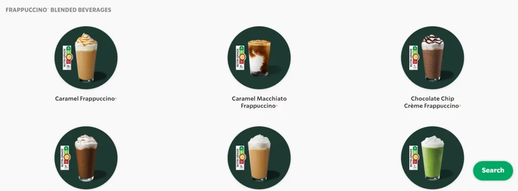 STARBUCKS COFFEE FRAPPUCCINO MENU PRICES 2024
