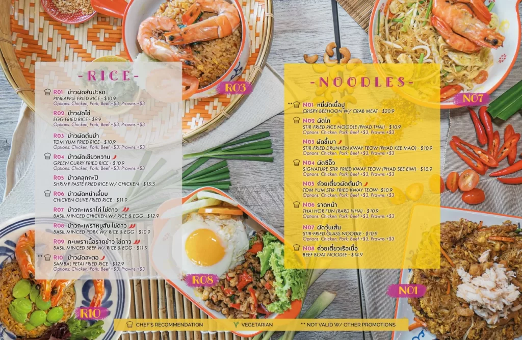 Thai’D Me Up Rice And Noodles Menu 2024