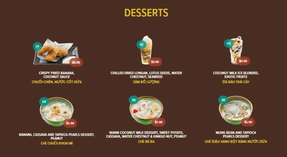 NamNam Desserts Menu Price 2024