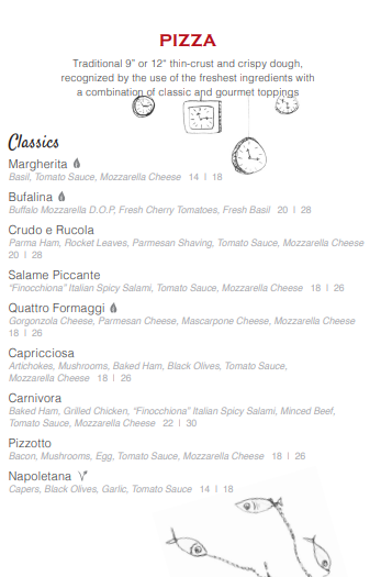 Ricciotti menu