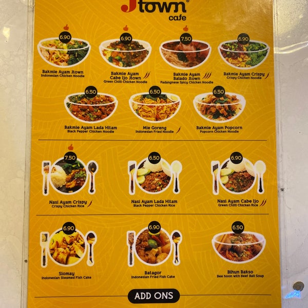 Jtown Cafe Menu