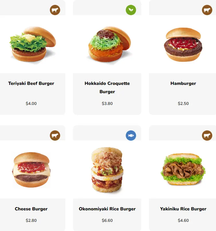 MOS Burger menu