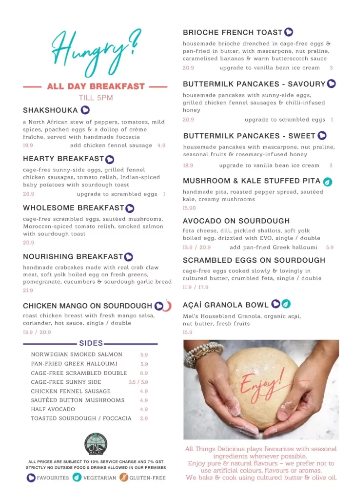 ALL THINGS DELICIOUS BREAKFAST MENU WITH PRICES 2024