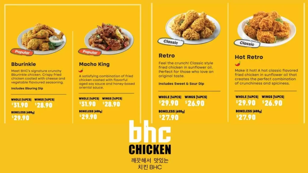BHC CHICKEN CLASSIC MEALS MENU WITH PRICES 2024