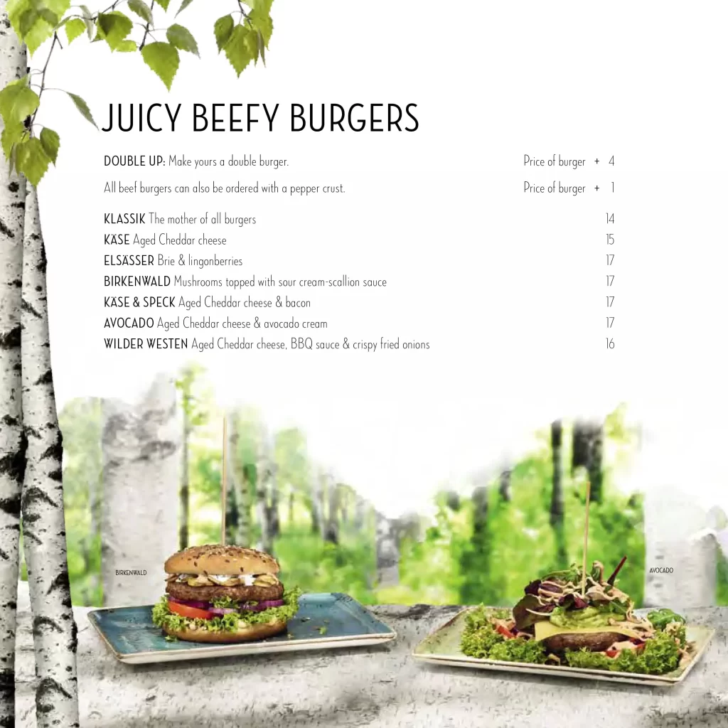 Hans im Glück Juicy Beef Burgers Menu 2024