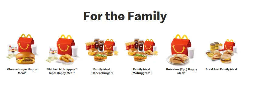 McDonalds for the Family Menu