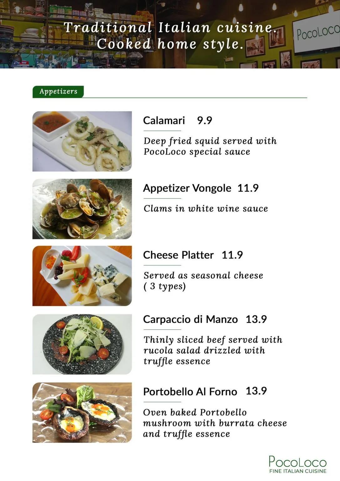 POCOLOCO APPETIZERS MENU WITH PRICE 2024