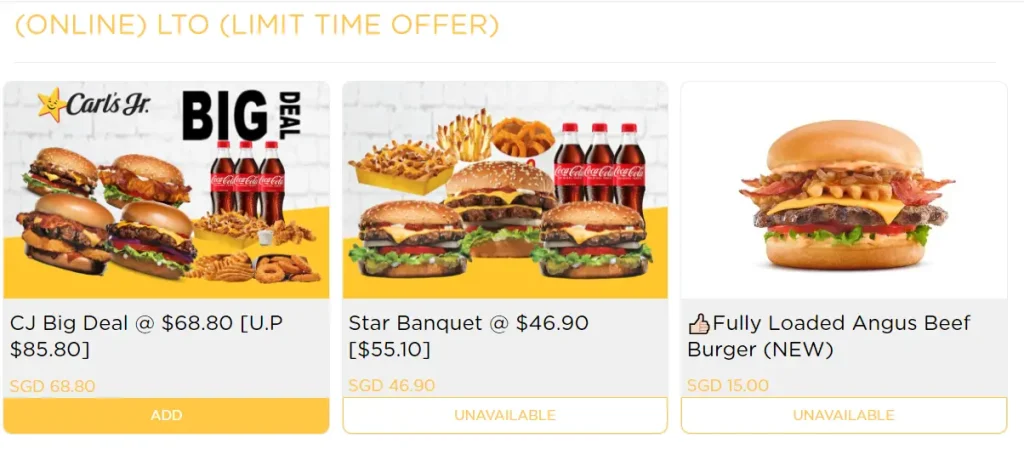 CARLS JR ONLINE LIMITED TIME OFFER MENU WITH PRICES 2024