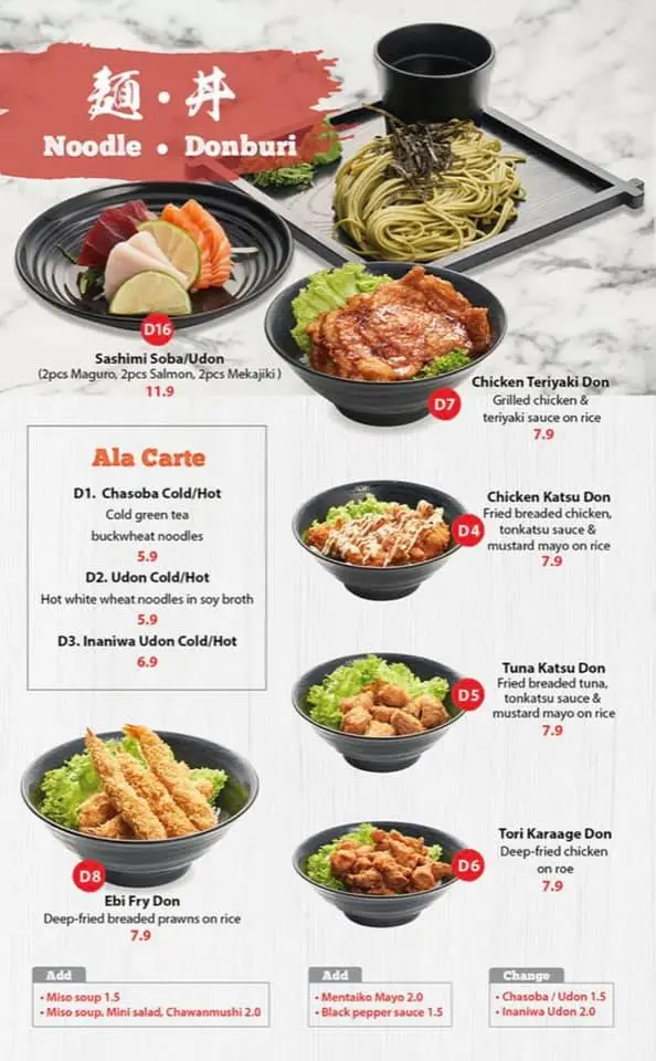Kazoku Japanese Cuisine Noodle And Donburi Menu 2024
