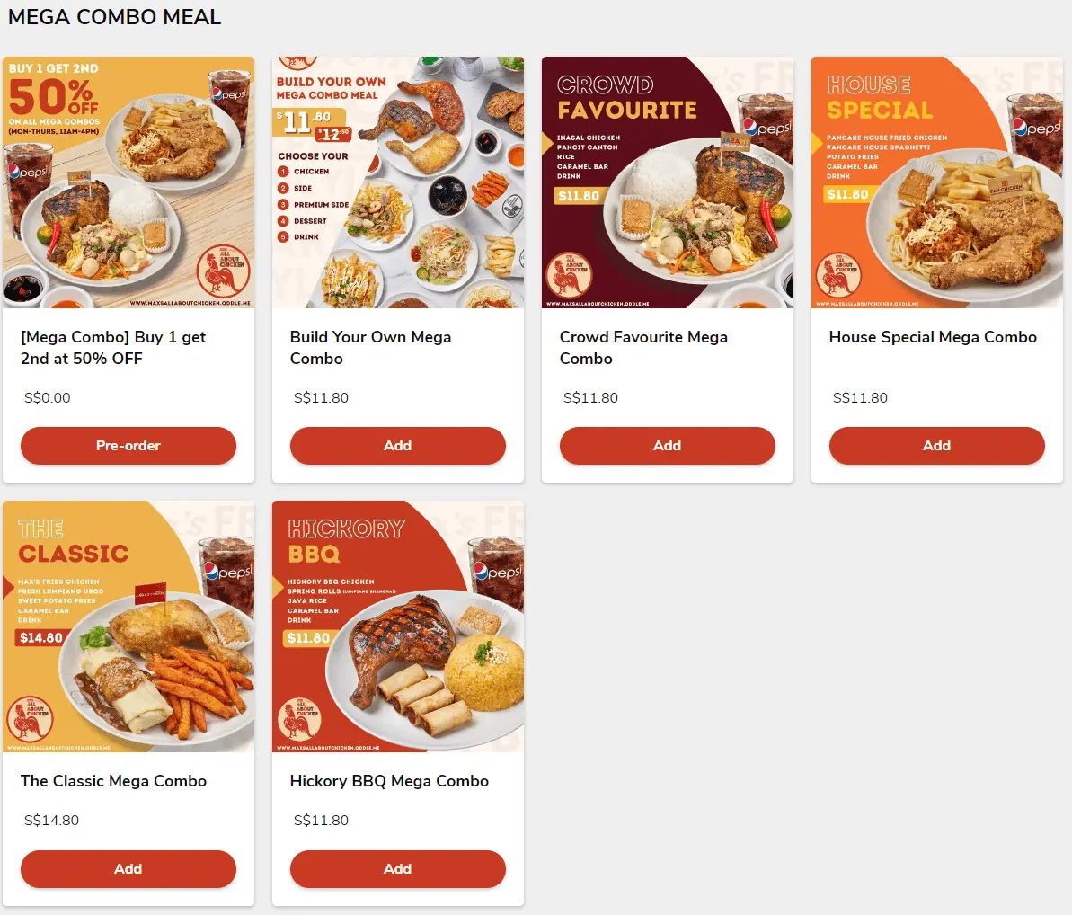 Max’s All About Chicken Mega Combo Meals Menu 2024