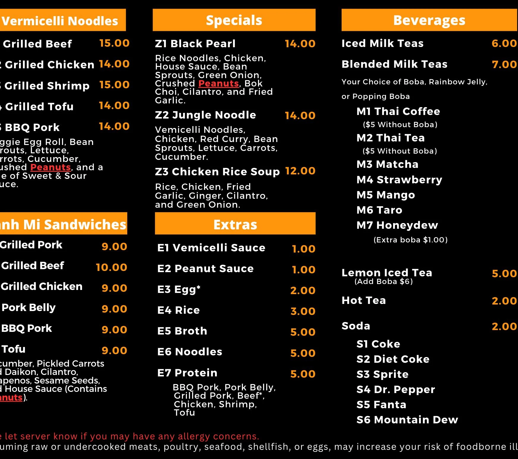 NOODLE HOUSE STREET BITES MENU WITH PRICES 2024